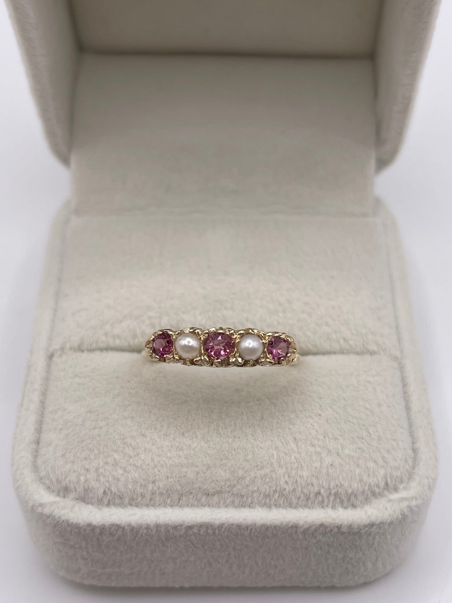 9ct gold ruby and pearl ring