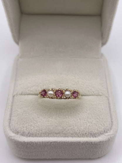 9ct gold ruby and pearl ring