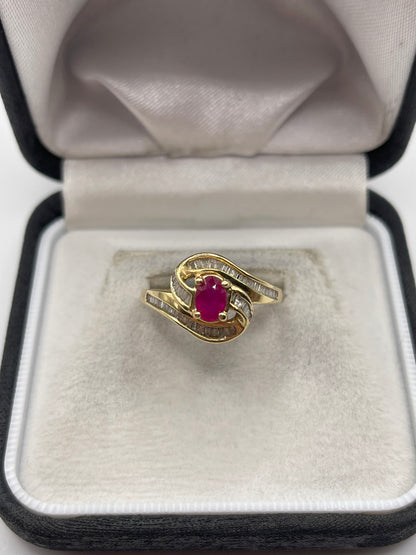 14ct gold ruby and diamond ring
