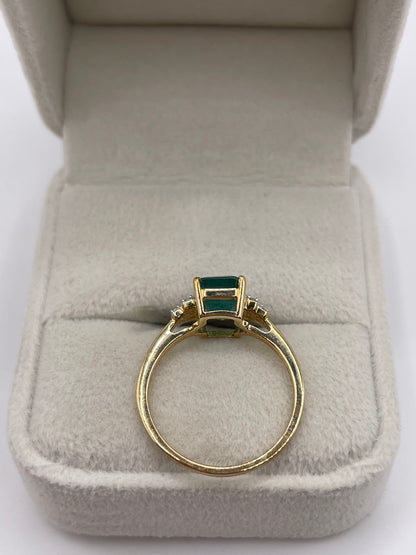 9ct gold emerald and zircon ring