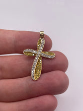 Load image into Gallery viewer, 9ct gold diamond cross inc yellow diamonds
