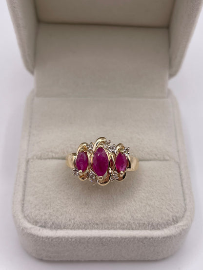 9ct gold ruby and diamond ring