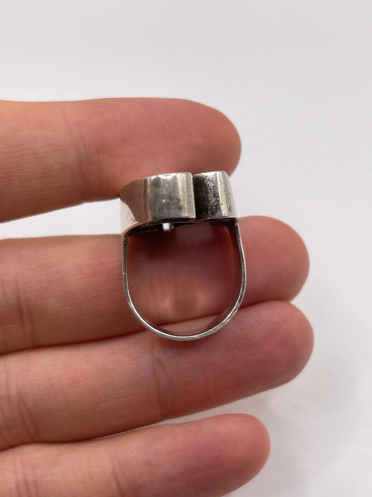 Silver abstract ring London 1977