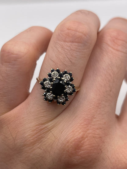 9ct gold sapphire and diamond ring