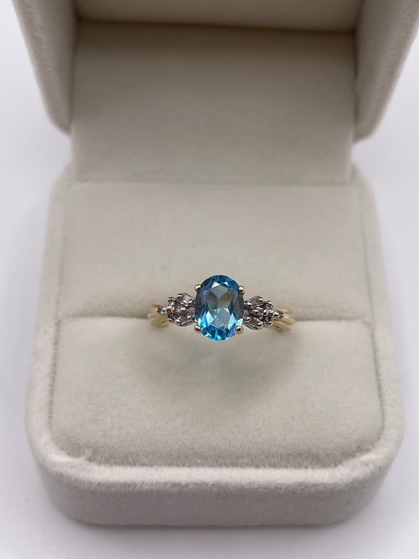 9ct gold blue topaz and diamond ring
