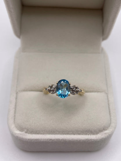 9ct gold blue topaz and diamond ring
