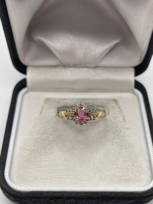 9ct gold ruby and diamond ring