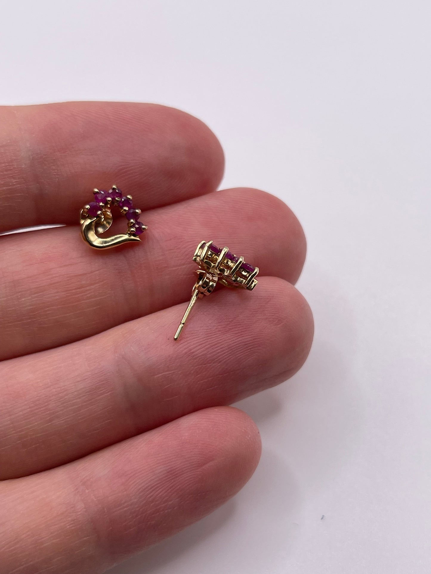 9ct gold ruby heart earrings