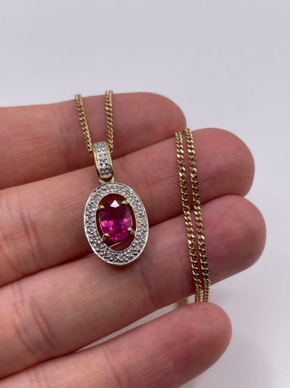9ct gold tourmaline and diamond necklace