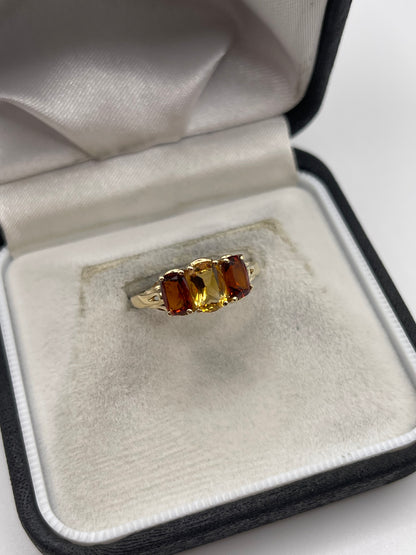 9ct gold citrine and garnet ring