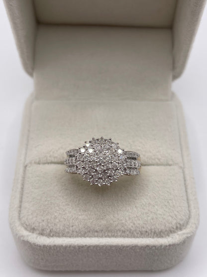 9ct gold diamond cluster ring