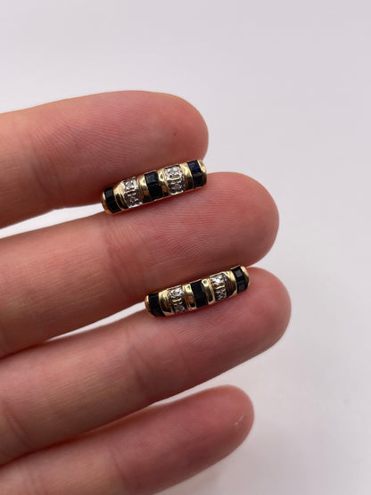 9ct gold sapphire and diamond earrings