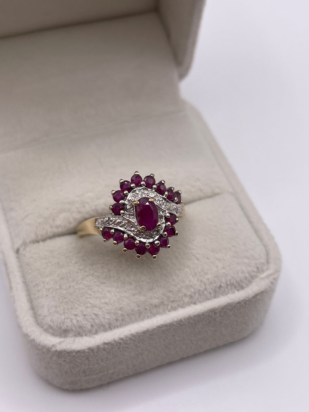 9ct gold ruby and diamond ring