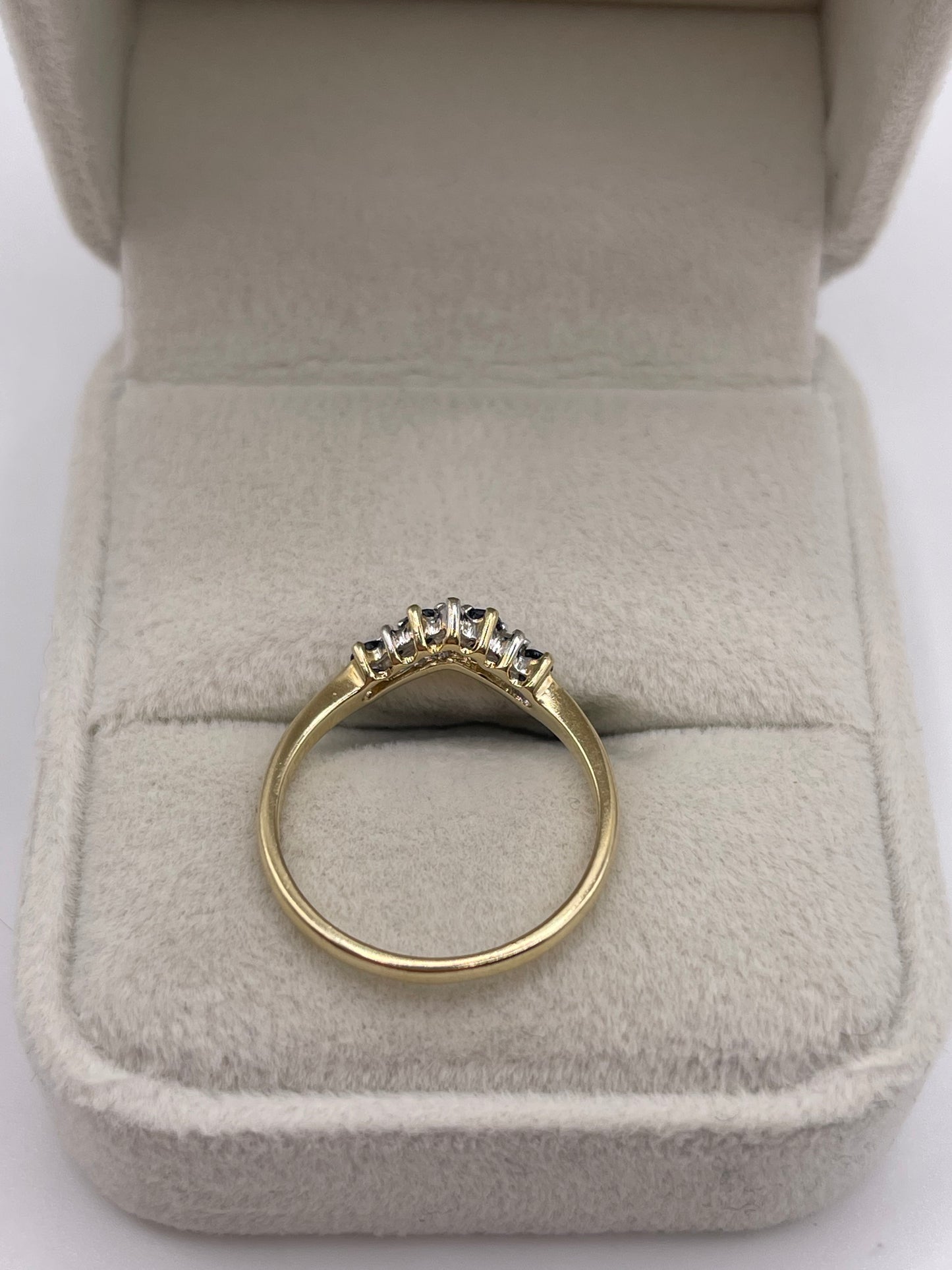 9ct gold sapphire and diamond wishbone ring