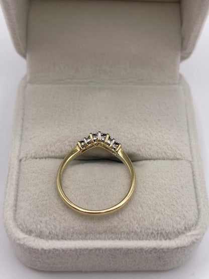 9ct gold sapphire and diamond wishbone ring