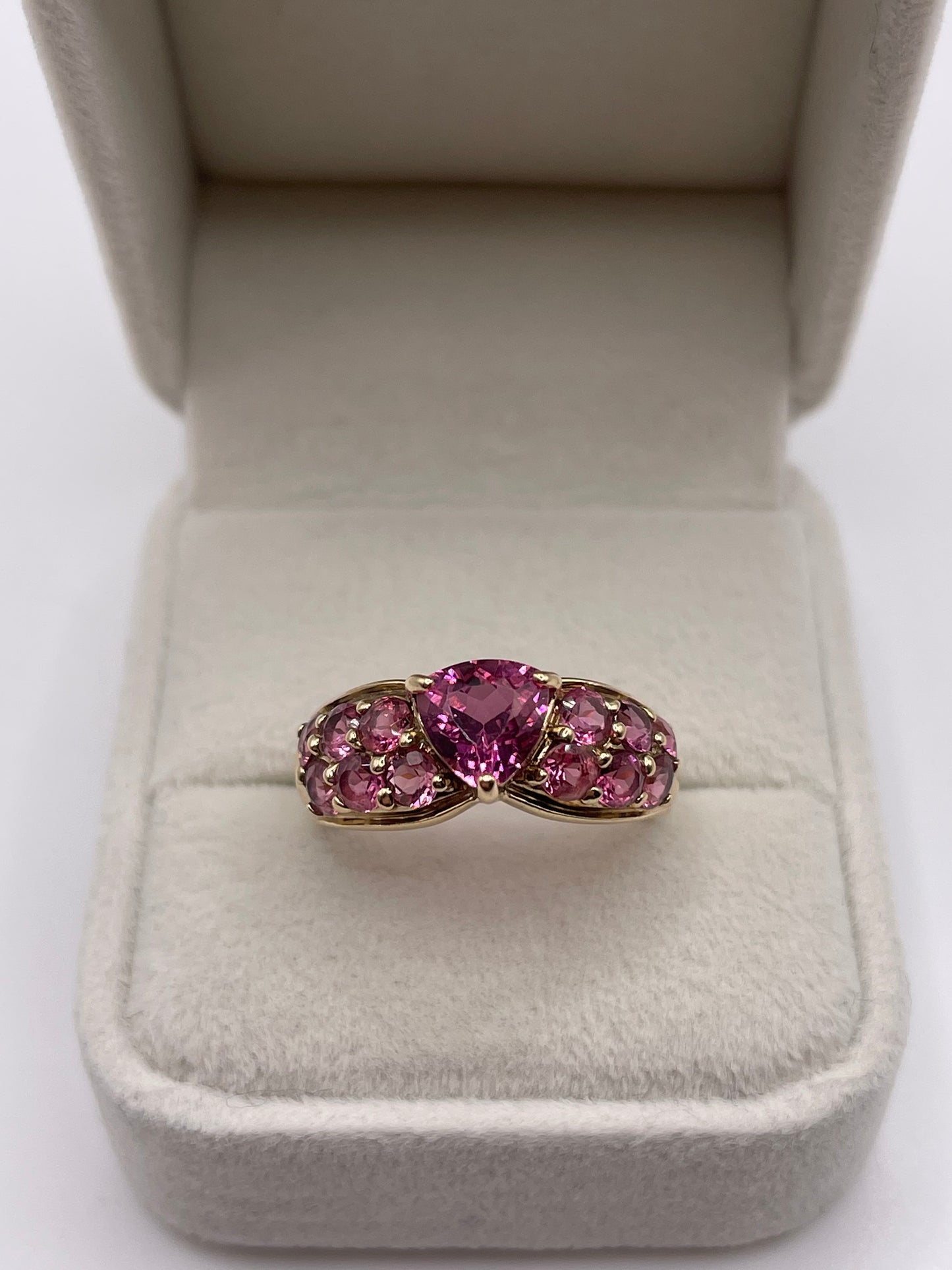 9ct gold pink topaz cluster ring