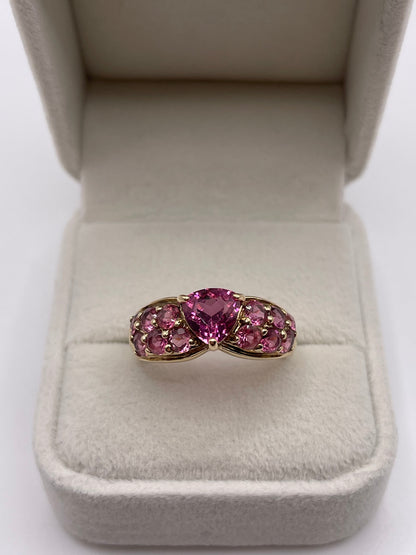 9ct gold pink topaz cluster ring