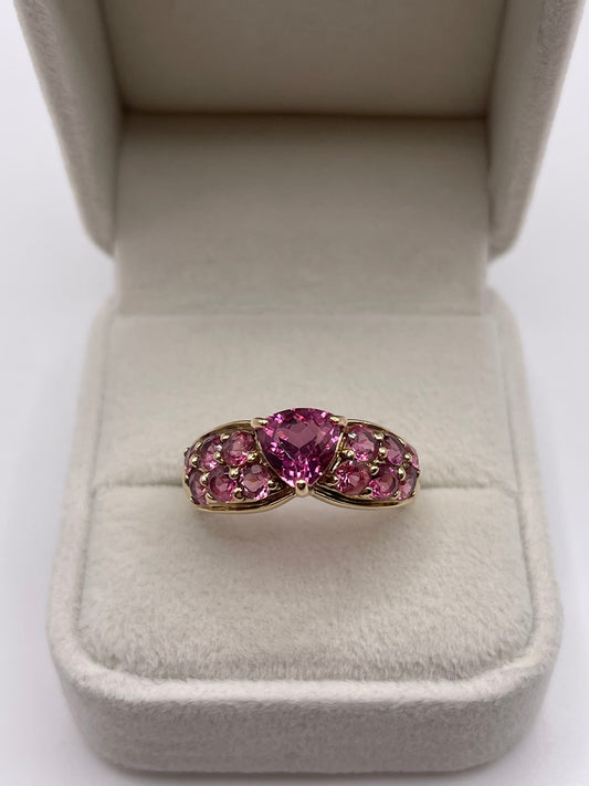 9ct gold pink topaz cluster ring