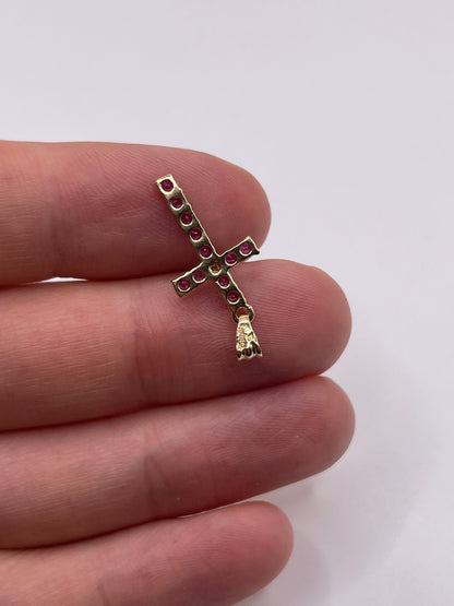 9ct gold ruby and diamond cross pendant