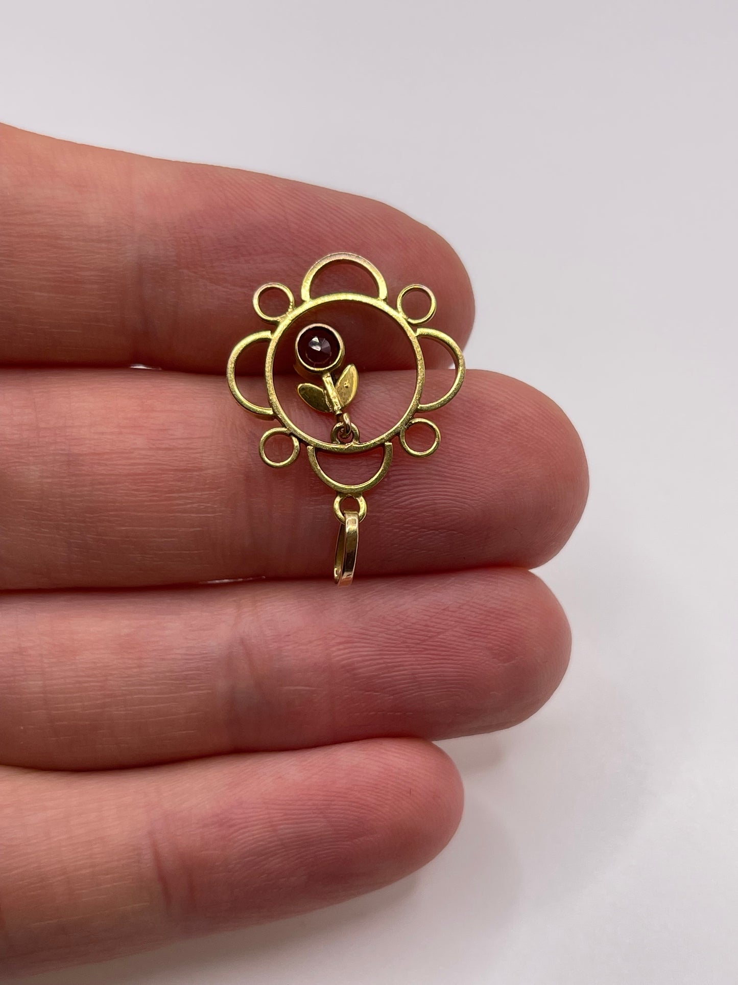 Antique 9ct gold tourmaline and pearl pendant