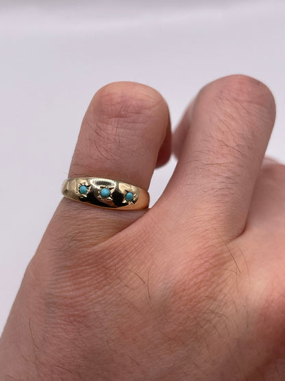 9ct gold turquoise gypsy ring