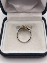 Load image into Gallery viewer, 9ct white gold orange sapphire ring

