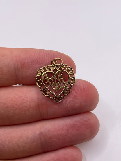 9ct gold I love you pendant