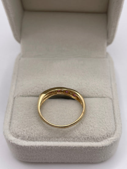 9ct gold ruby and cz ring