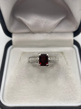 Load image into Gallery viewer, 9ct white gold garnet and diamond ring
