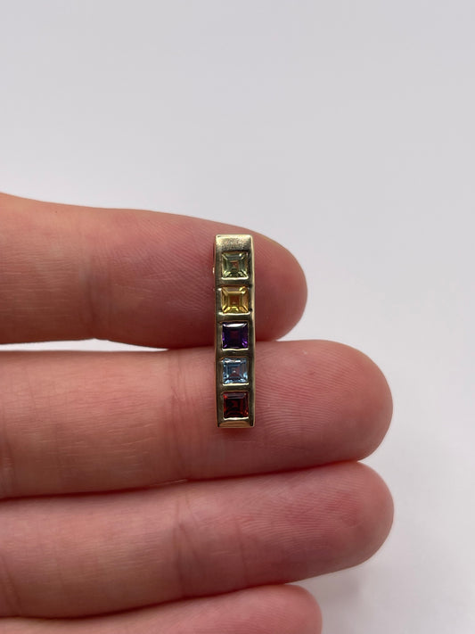 9ct gold multi gemstone pendant