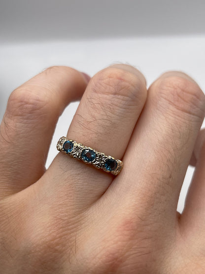 9ct gold blue topaz and diamond ring
