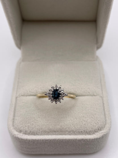9ct gold sapphire and diamond ring