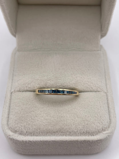 9ct gold blue diamond ring