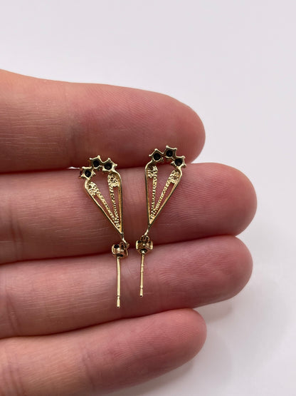 9ct gold sapphire and diamond earrings