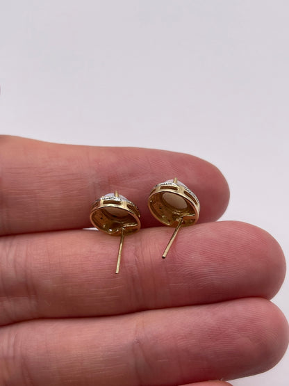 9ct gold opal and diamond earrings
