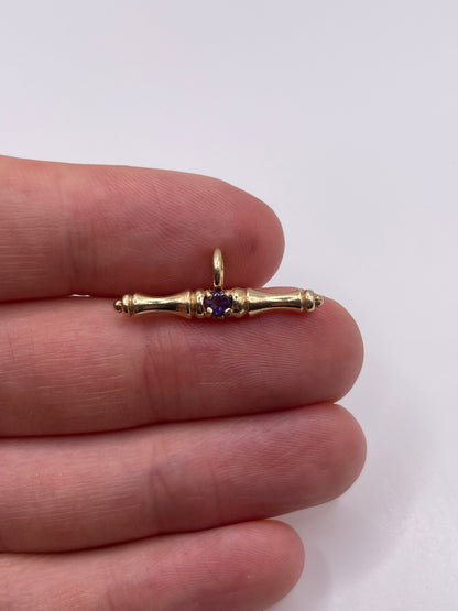 9ct gold amethyst t bar pendant