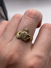 Load image into Gallery viewer, 9ct gold diamond claddagh ring
