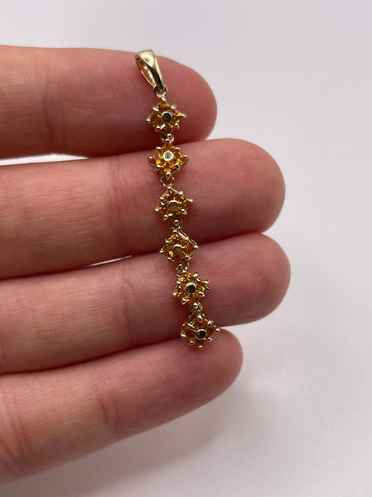9ct gold fire opal cluster pendant