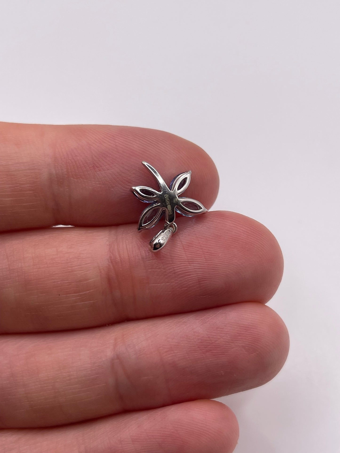9ct white gold topaz, amethyst and diamond dragonfly pendant