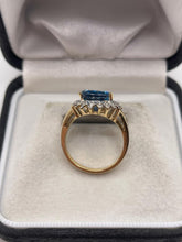 Load image into Gallery viewer, 9ct gold blue topaz and diamond cluster ring
