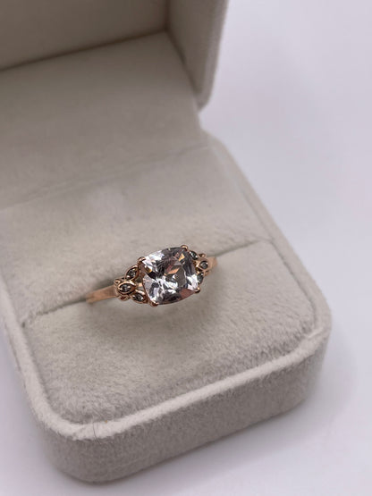 9ct rose gold morganite and diamond ring