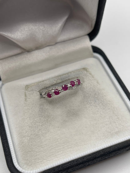 9ct white gold ruby and diamond ring
