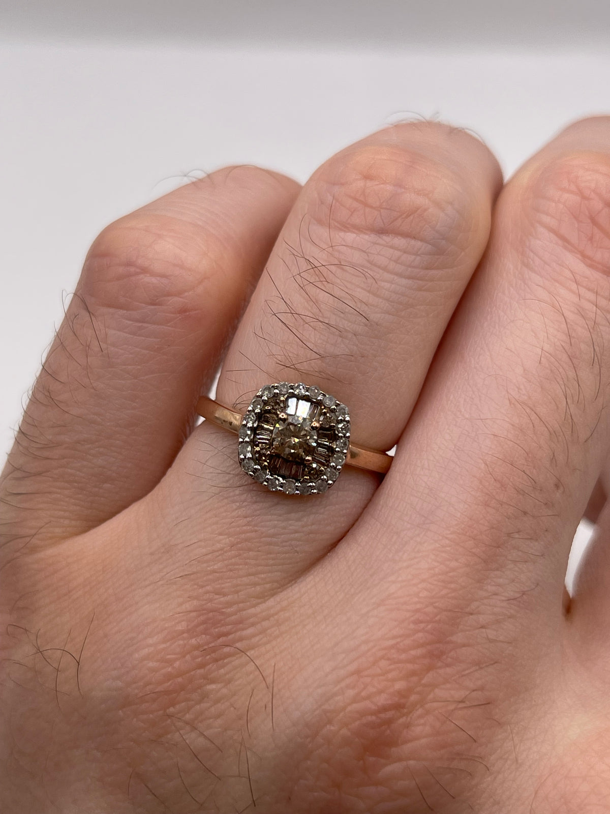 9ct rose gold diamond cluster ring