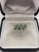 Load image into Gallery viewer, 9ct gold emerald and cz ring
