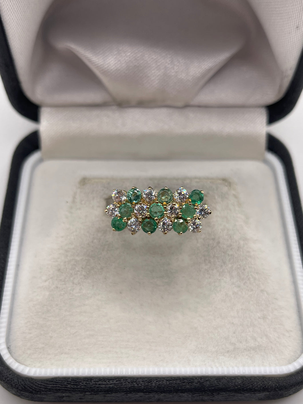 9ct gold emerald and cz ring