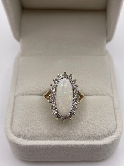 9ct gold opal and cz ring