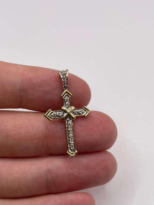 9ct gold diamond cross pendant