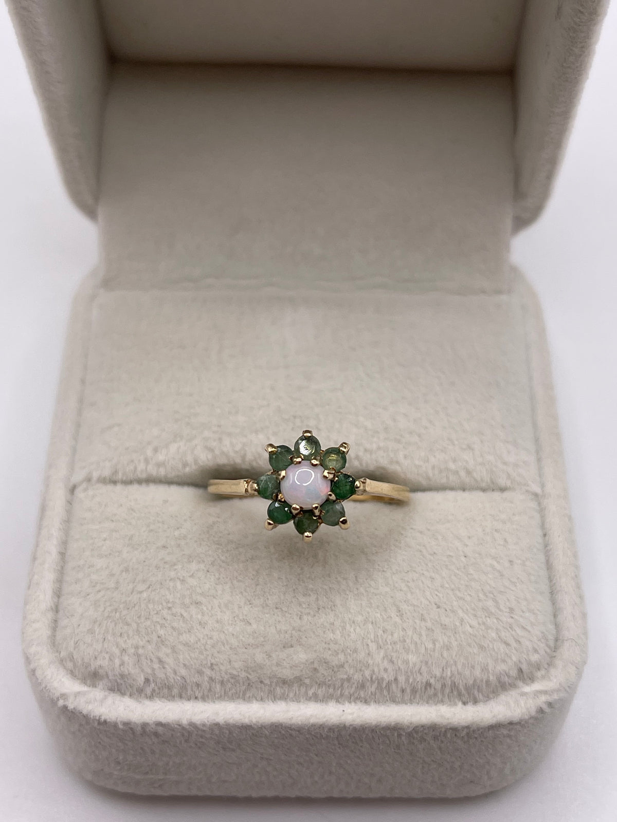 9ct gold opal and emerald ring
