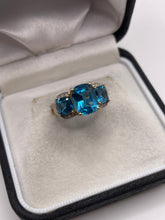 Load image into Gallery viewer, 9ct gold blue topaz and diamond ring
