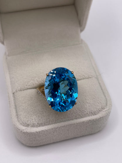 9ct gold blue topaz and diamond ring